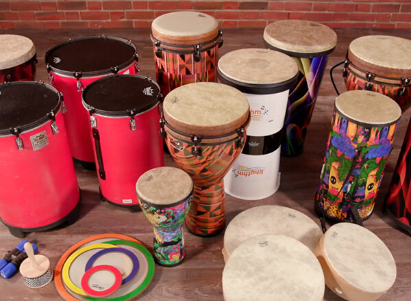 Collection of REMO World Percussion drums